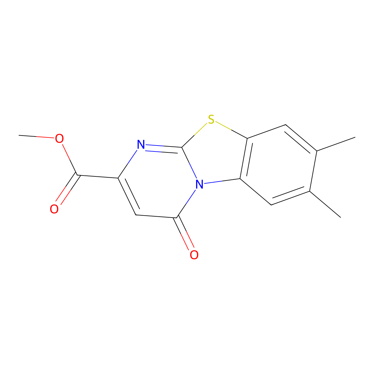 methyl 7,8-dimethyl-4-oxo-4H-benzo[4,5]thiazolo[3,2-a]pyrimidine-2-carboxylate molecular structure, CAS 148678-42-6