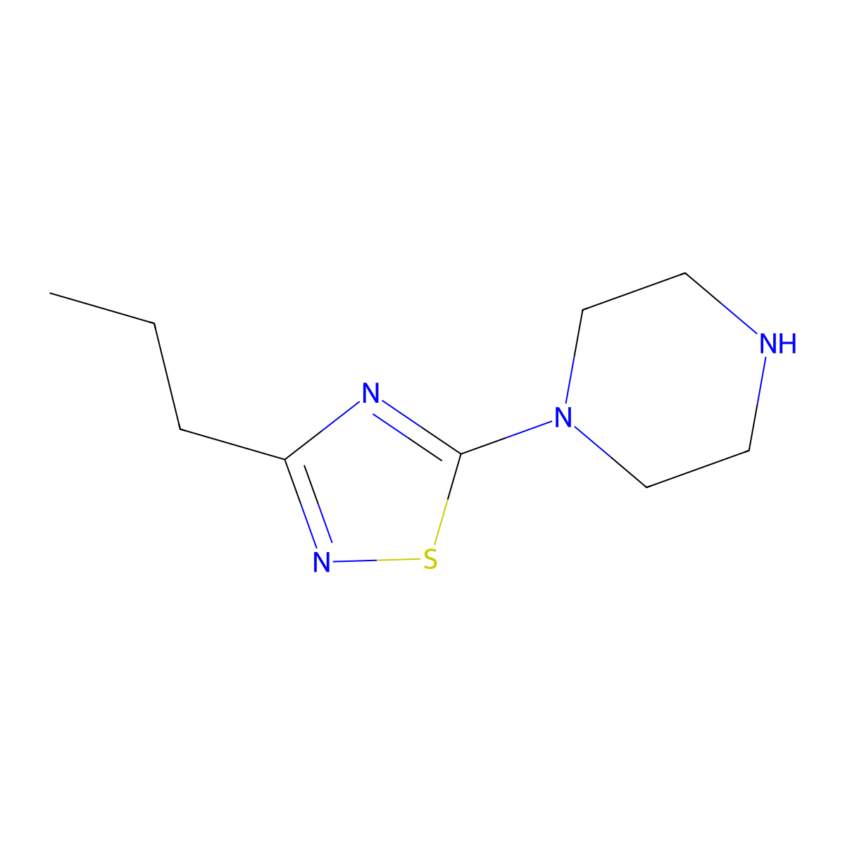 1-(3-Propyl-1,2,4-thiadiazol-5-yl)piperazine molecular structure, CAS 1486795-61-2