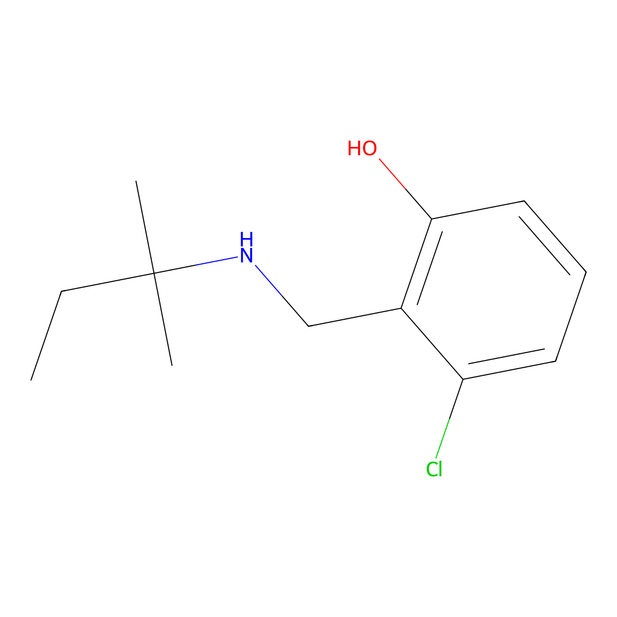 3-Chloro-2-{[(2-methylbutan-2-yl)amino]methyl}phenol molecular structure, CAS 1486798-24-6