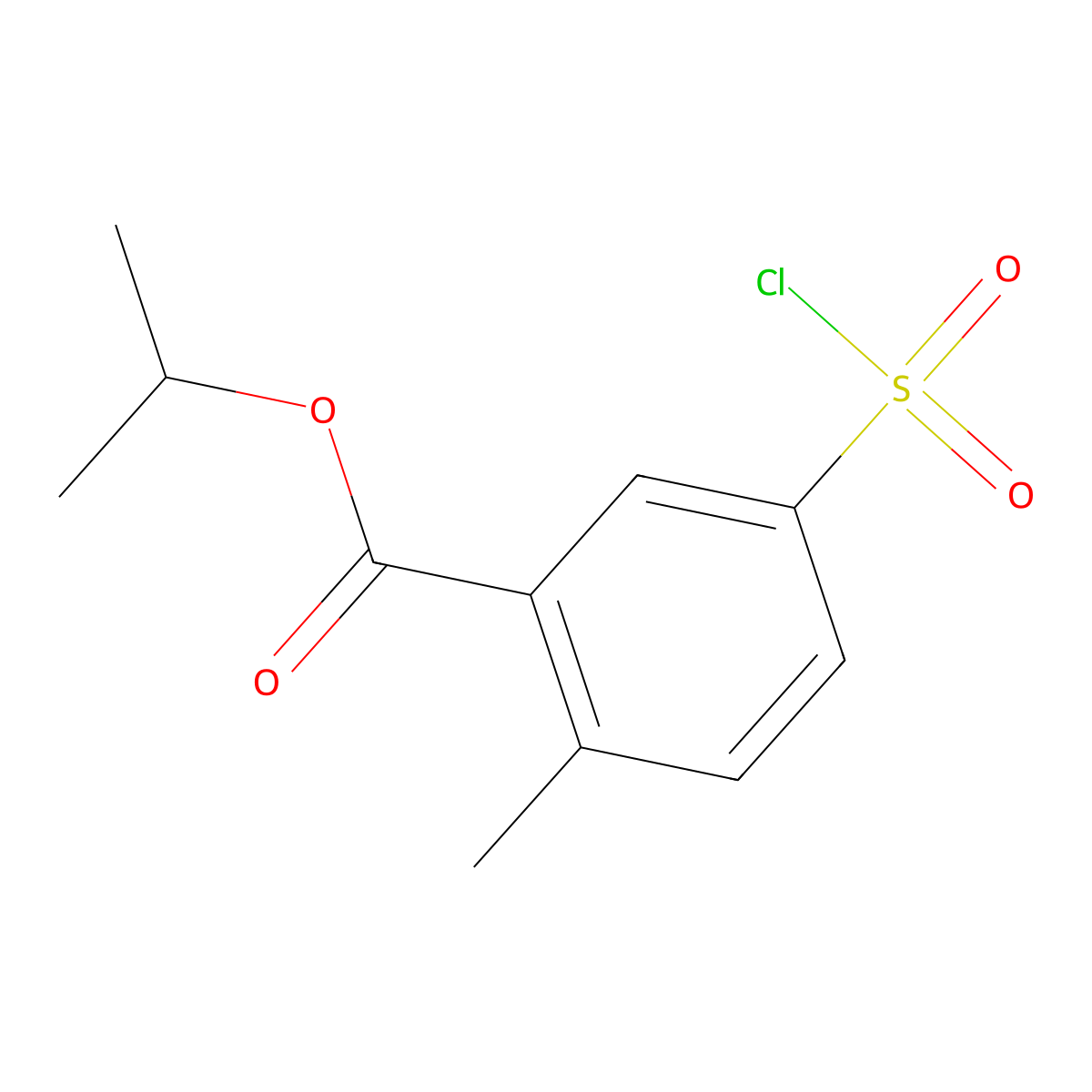 Propan-2-yl 5-(chlorosulfonyl)-2-methylbenzoate molecular structure, CAS 1486804-63-0