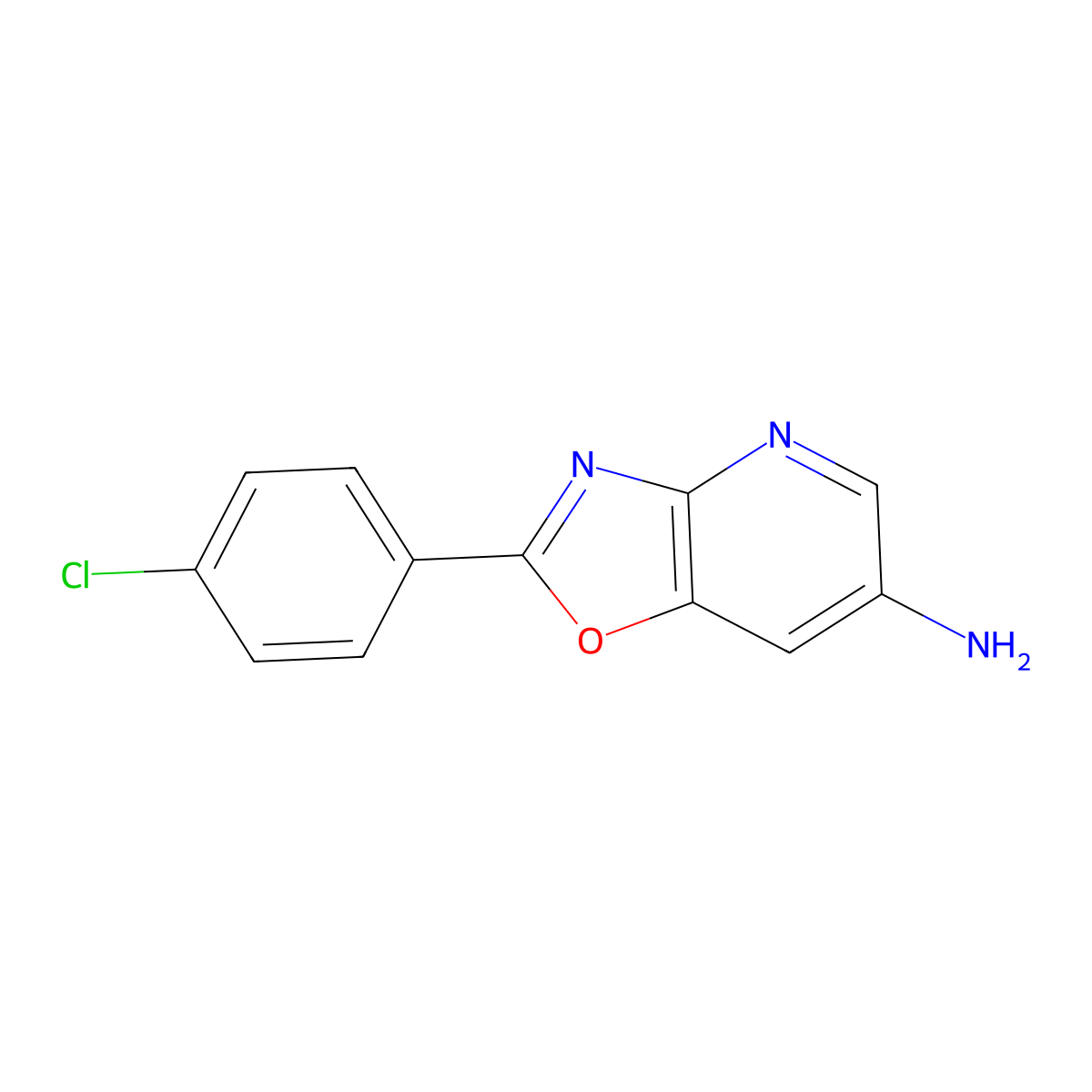 2-(4-Chlorophenyl)-[1,3]oxazolo[4,5-b]pyridin-6-amine molecular structure, CAS 1486806-92-1