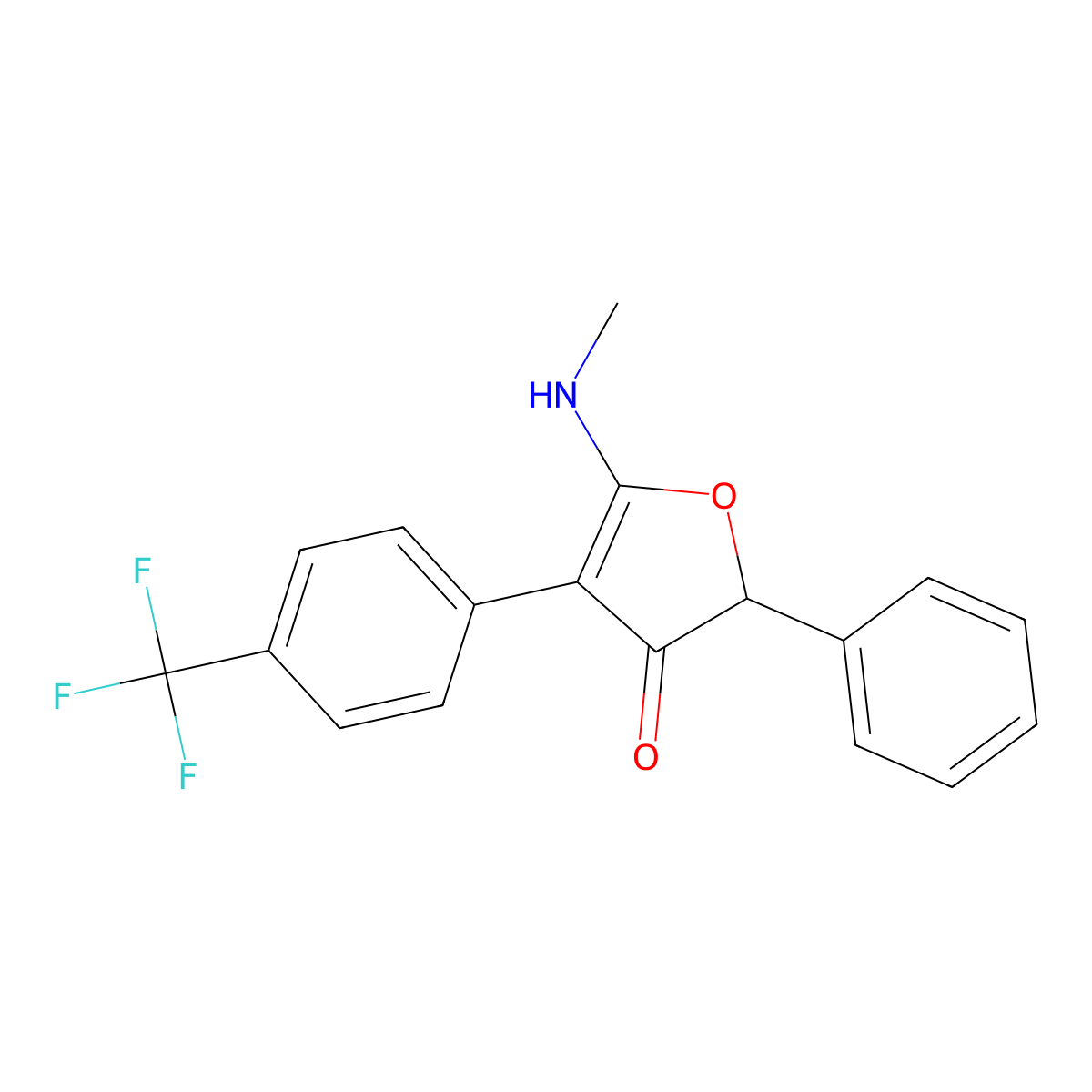 5-(methylamino)-2-phenyl-4-[4-(trifluoromethyl)phenyl]-3(2H)-furanone molecular structure, CAS 148681-61-2