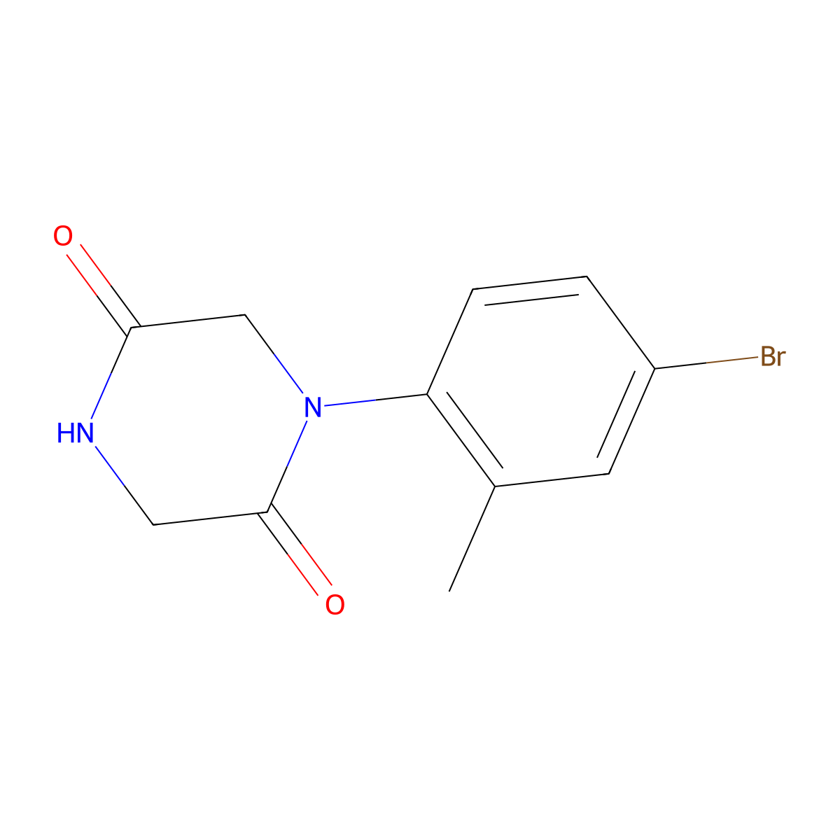 1-(4-Bromo-2-methylphenyl)piperazine-2,5-dione molecular structure, CAS 1486833-31-1