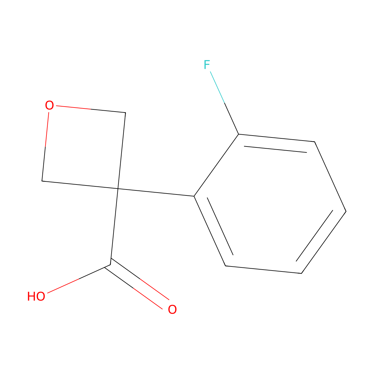 3-(2-Fluorophenyl)oxetane-3-carboxylic acid molecular structure, CAS 1486834-14-3