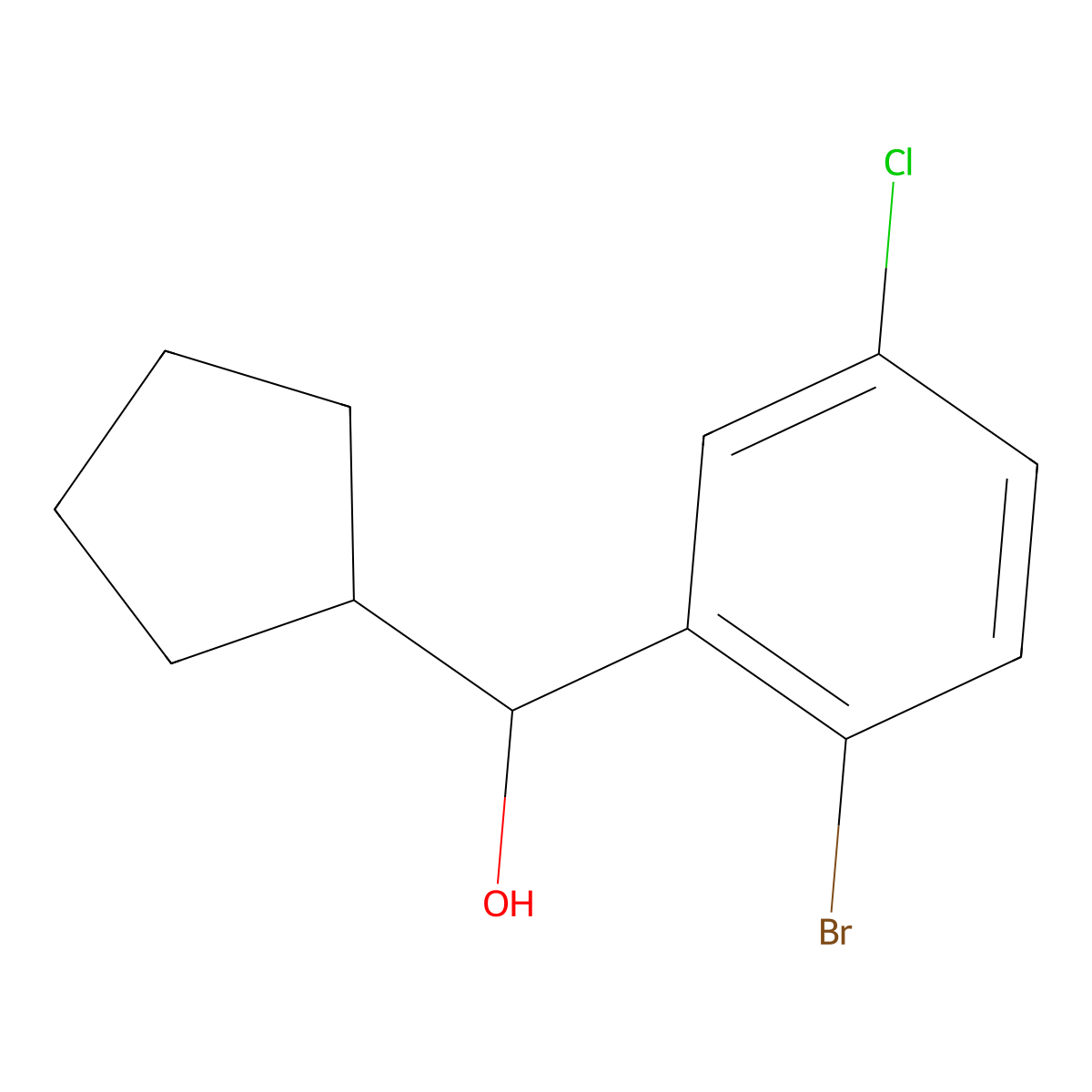 2-Bromo-5-chloro-alpha-cyclopentylbenZenemethanol molecular structure, CAS 1486835-79-3