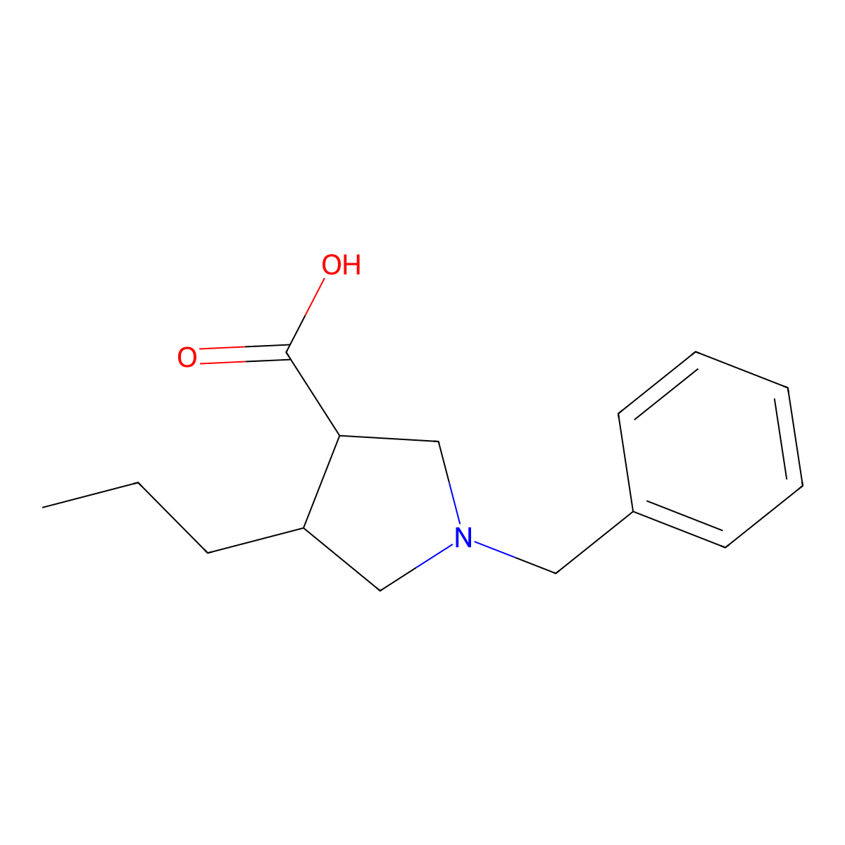 1-Benzyl-4-propylpyrrolidine-3-carboxylic acid molecular structure, CAS 1486855-37-1