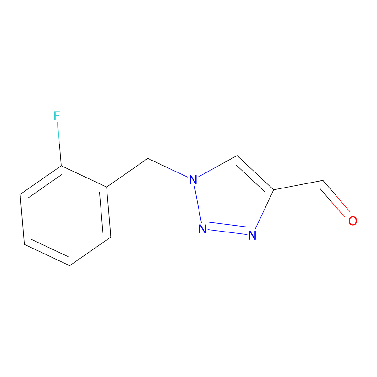 1-[(2-fluorophenyl)methyl]-1H-1,2,3-triazole-4-carbaldehyde molecular structure, CAS 1486872-72-3