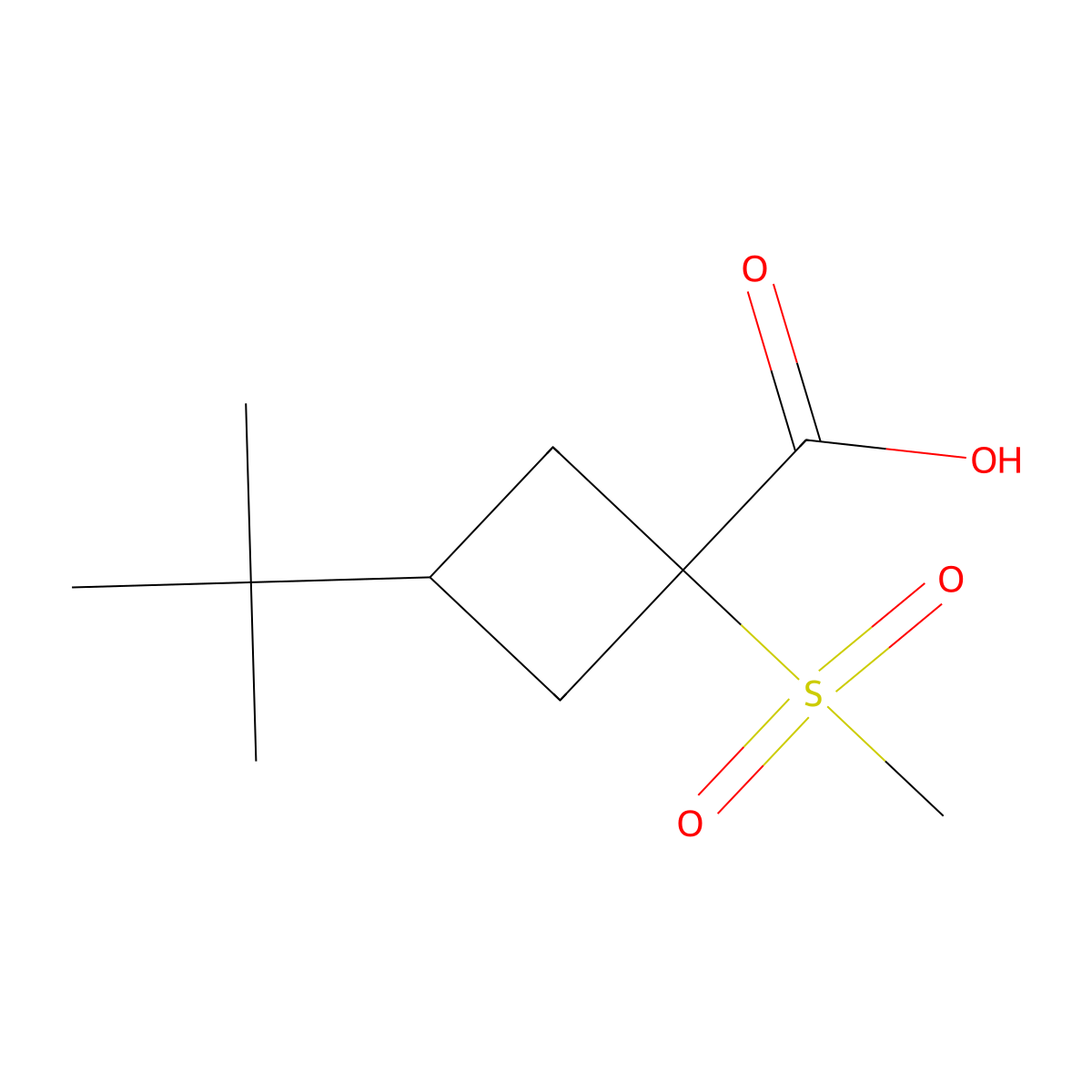 3-Tert-butyl-1-methanesulfonylcyclobutane-1-carboxylic acid molecular structure, CAS 1486873-82-8