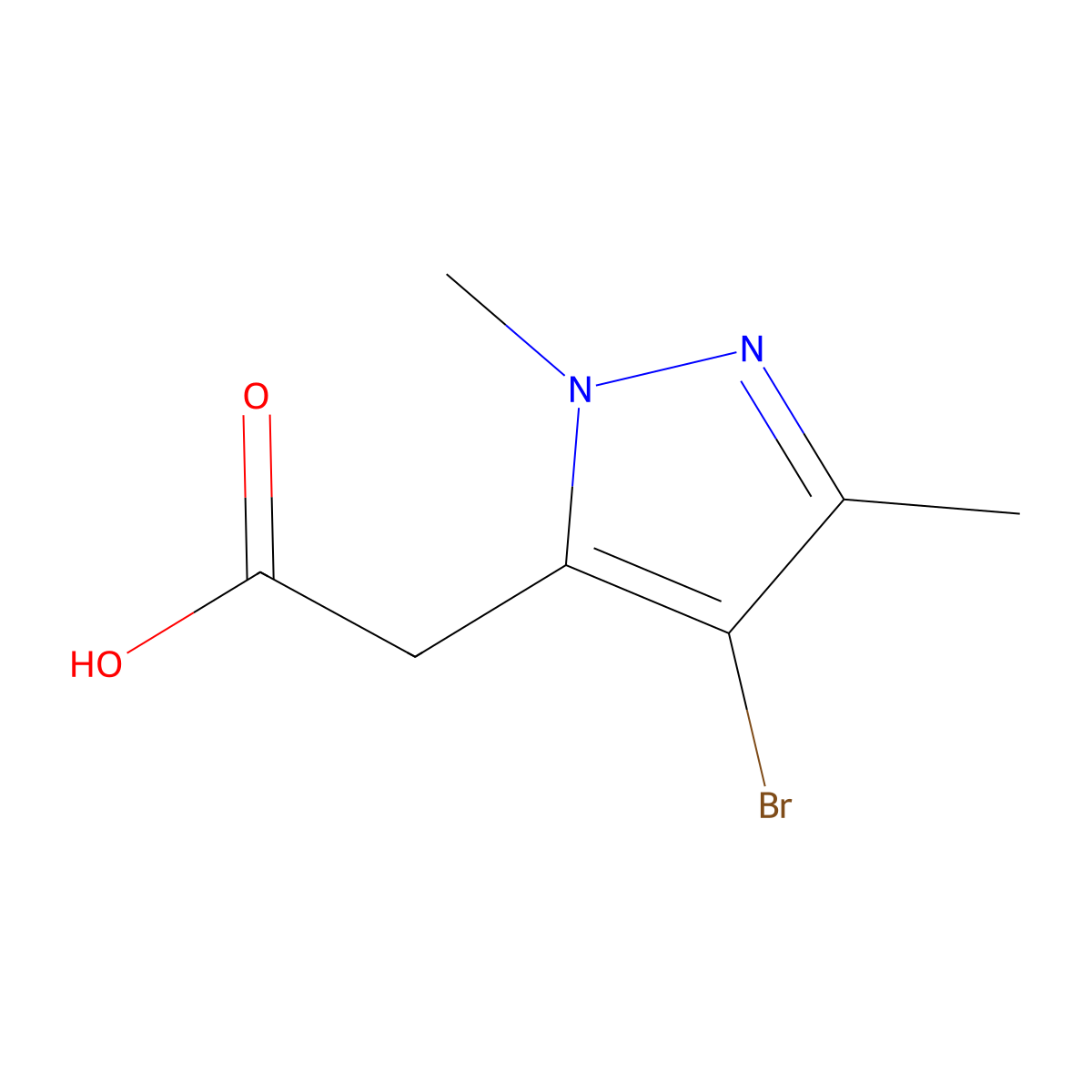 1H-Pyrazole-5-acetic acid, 4-bromo-1,3-dimethyl- molecular structure, CAS 1486875-70-0