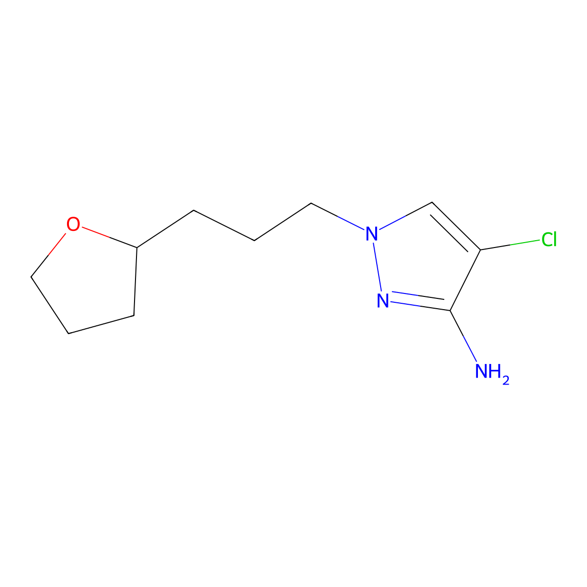 4-Chloro-1-(3-(tetrahydrofuran-2-yl)propyl)-1h-pyrazol-3-amine molecular structure, CAS 1486892-77-6