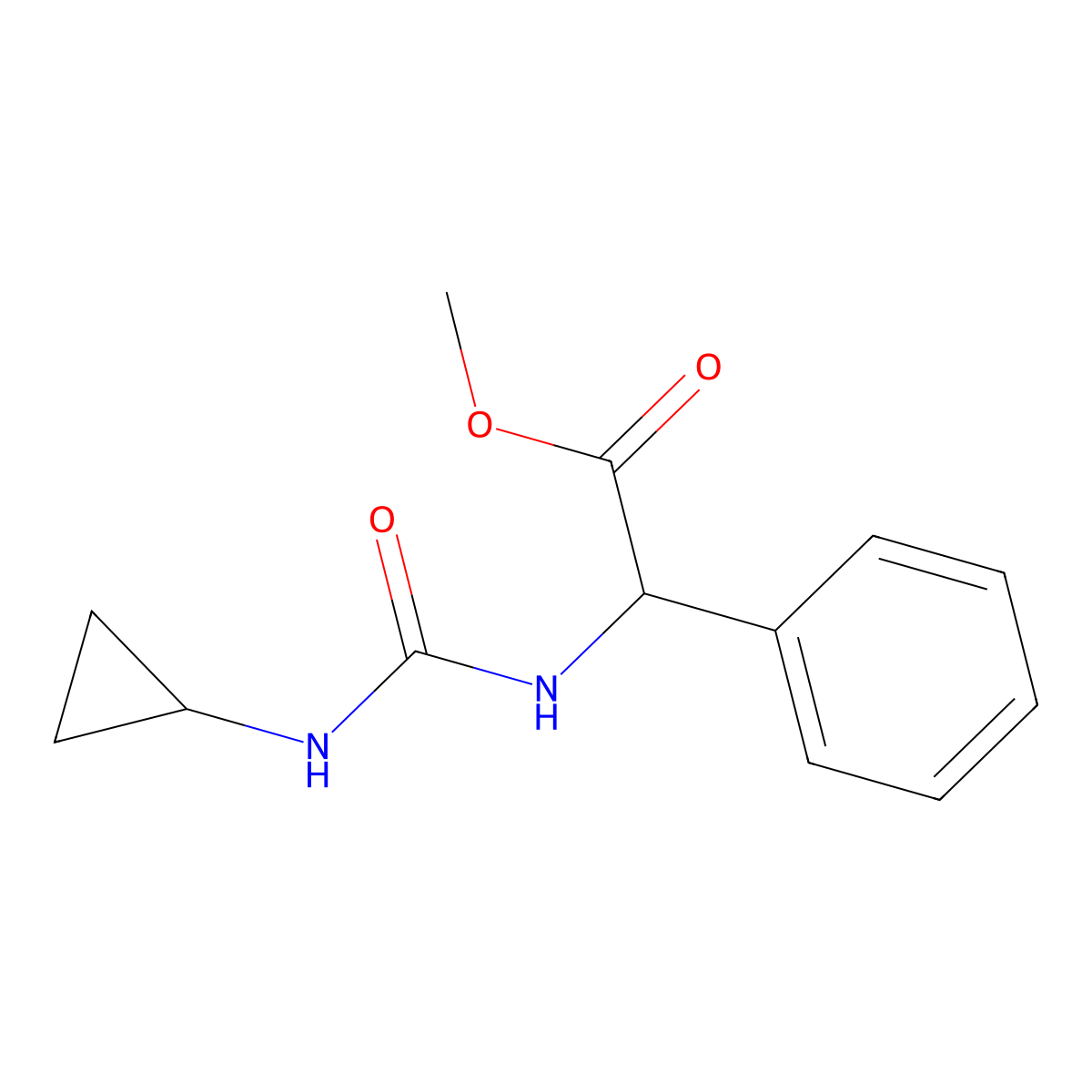 Methyl [(cyclopropylcarbamoyl)amino](phenyl)acetate molecular structure, CAS 1486896-83-6