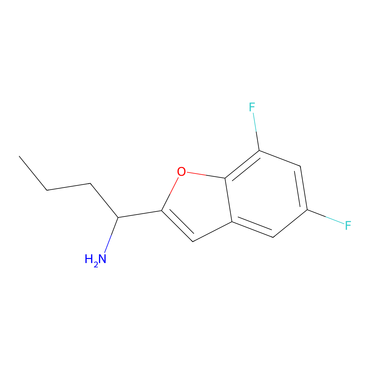 1-(5,7-Difluorobenzofuran-2-yl)butan-1-amine molecular structure, CAS 1486901-36-3