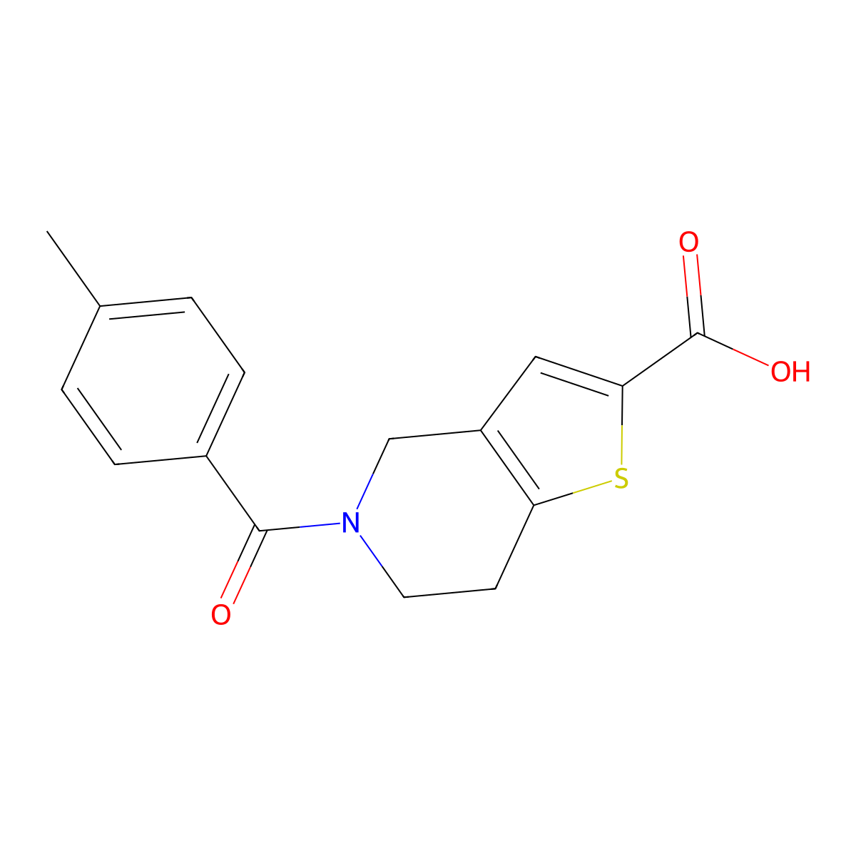 5-(4-Methylbenzoyl)-4,5,6,7-tetrahydrothieno[3,2-c]pyridine-2-carboxylic acid molecular structure, CAS 1486913-04-5