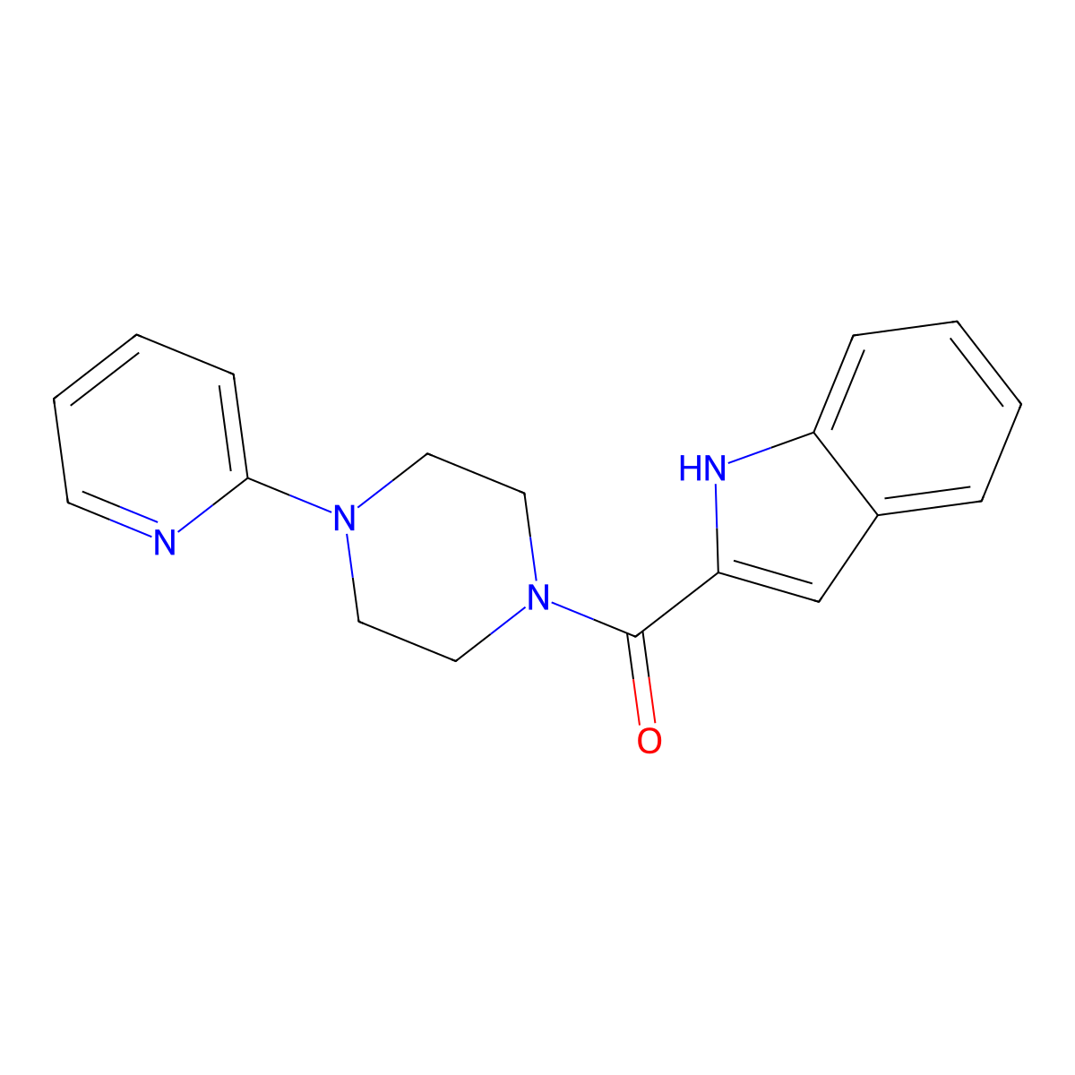 2-[4-(pyridin-2-yl)piperazine-1-carbonyl]-1H-indole molecular structure, CAS 148692-48-2