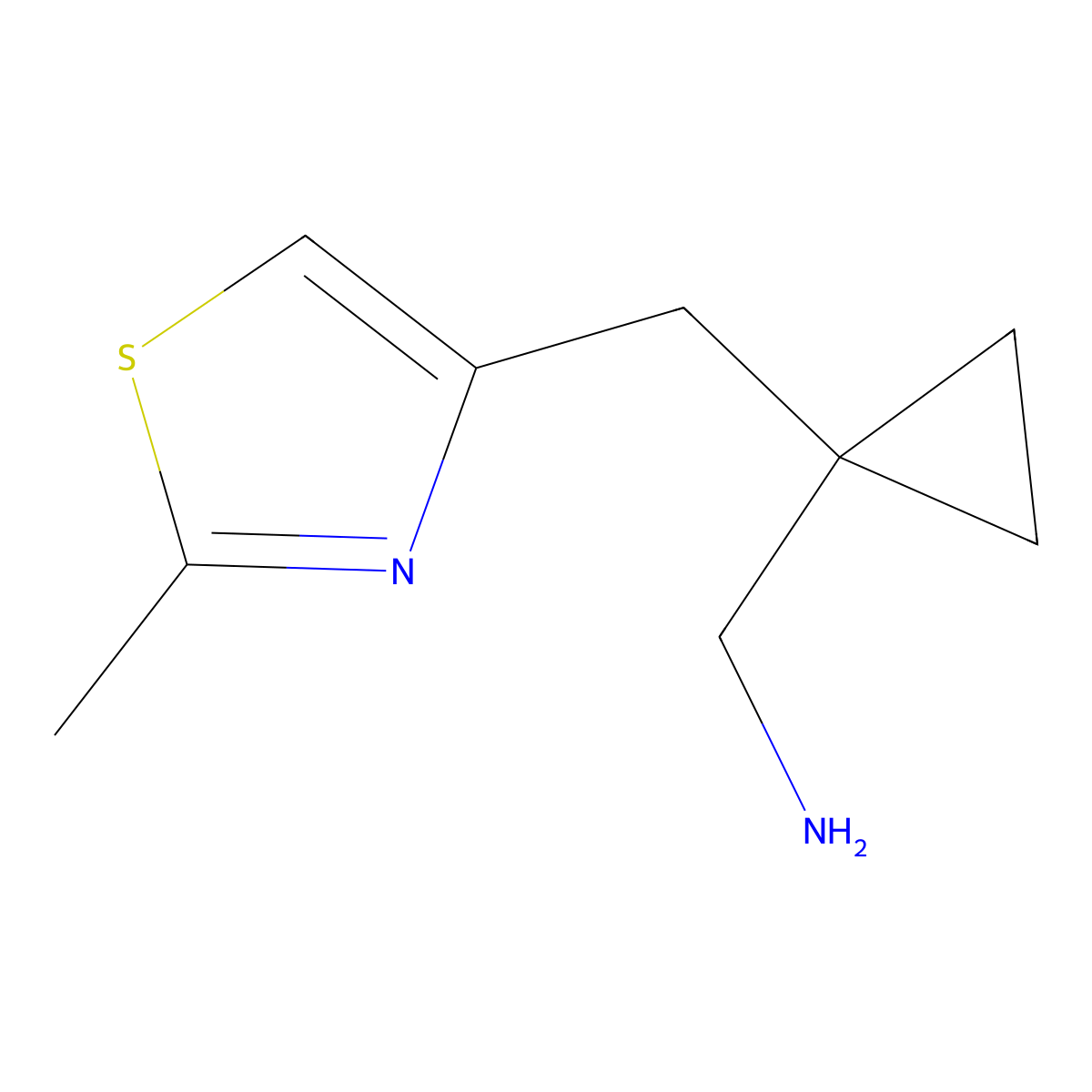 (1-((2-Methylthiazol-4-yl)methyl)cyclopropyl)methanamine molecular structure, CAS 1486934-54-6