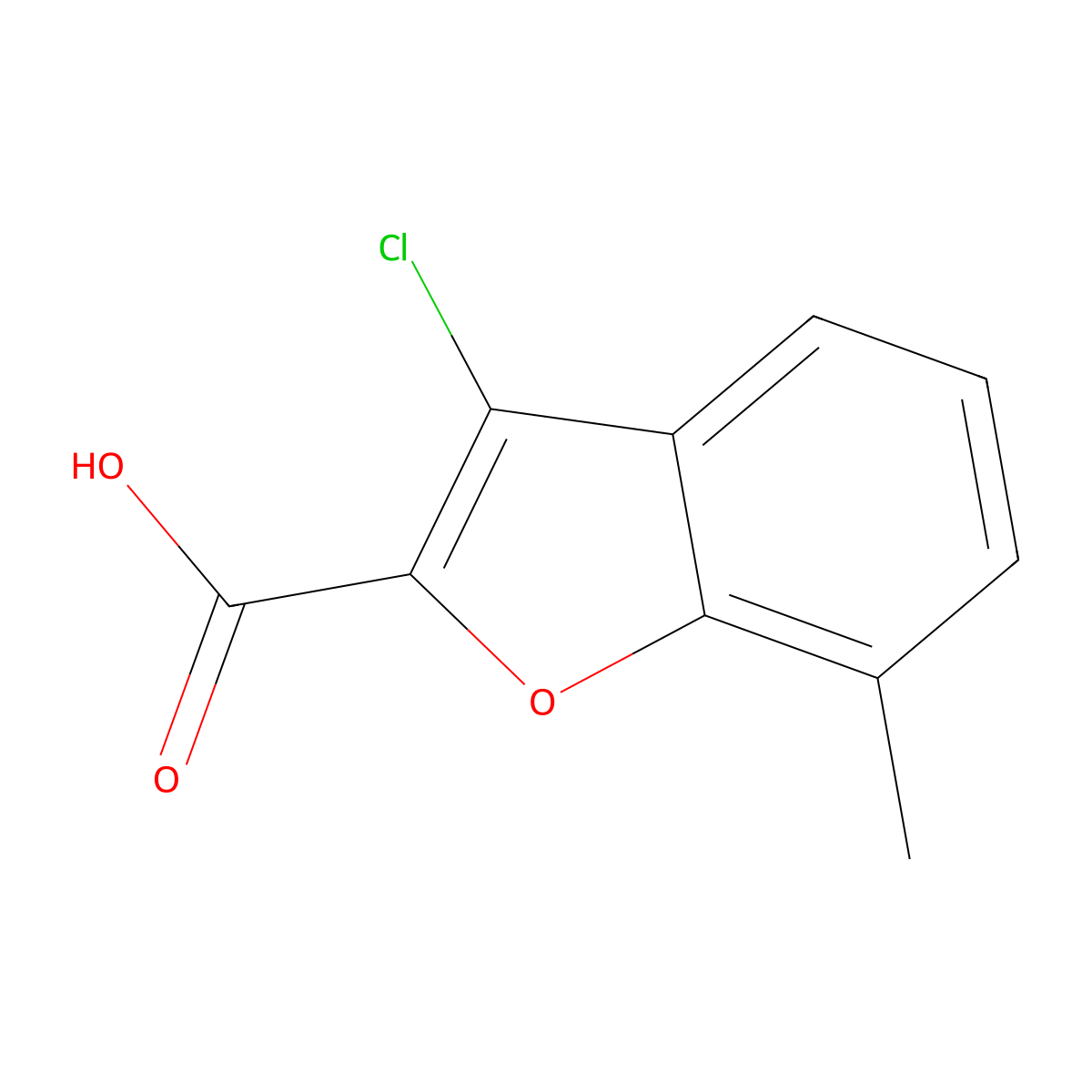 3-Chloro-7-methyl-1-benzofuran-2-carboxylic acid molecular structure, CAS 1486943-29-6