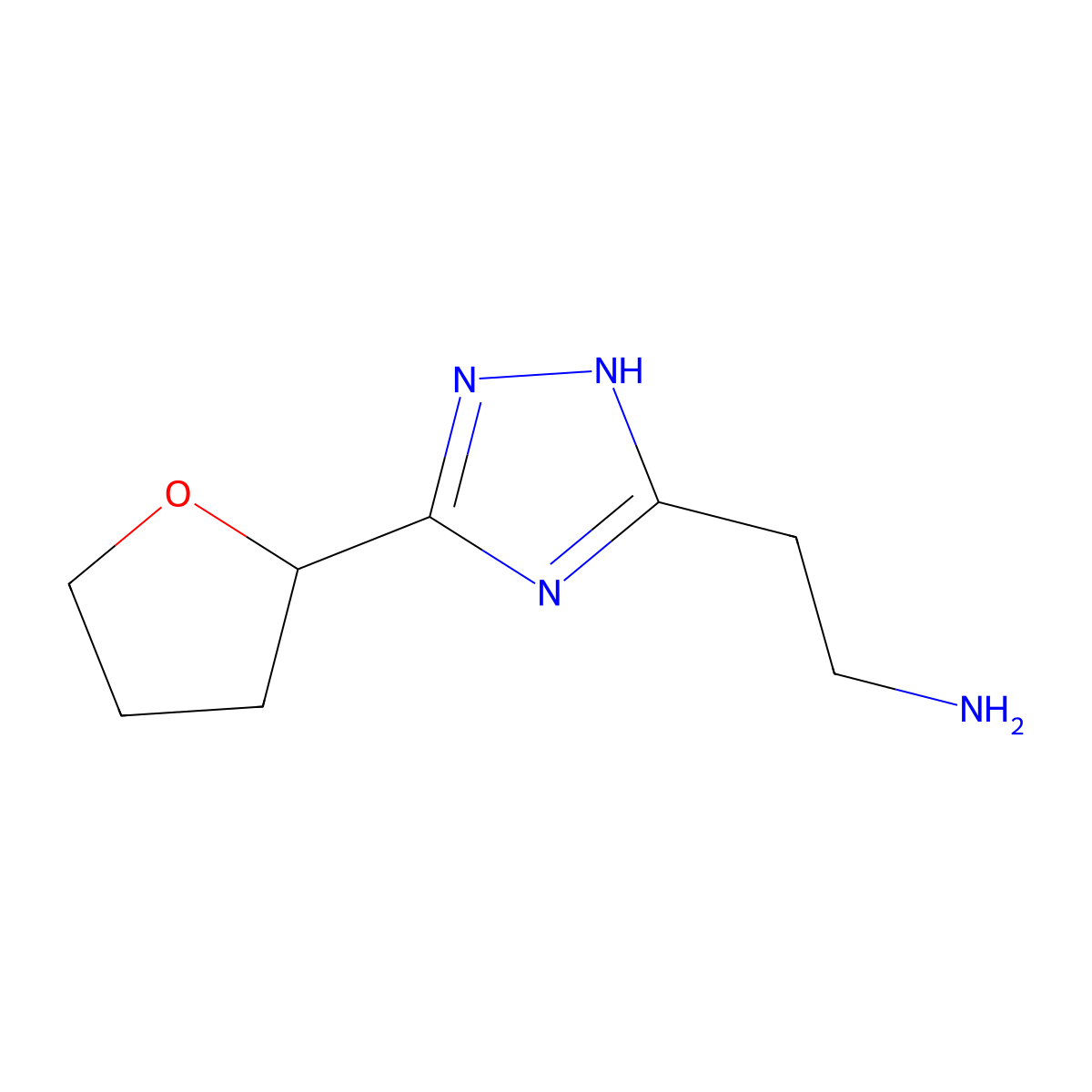 2-[5-(oxolan-2-yl)-1H-1,2,4-triazol-3-yl]ethan-1-amine molecular structure, CAS 1486943-94-5