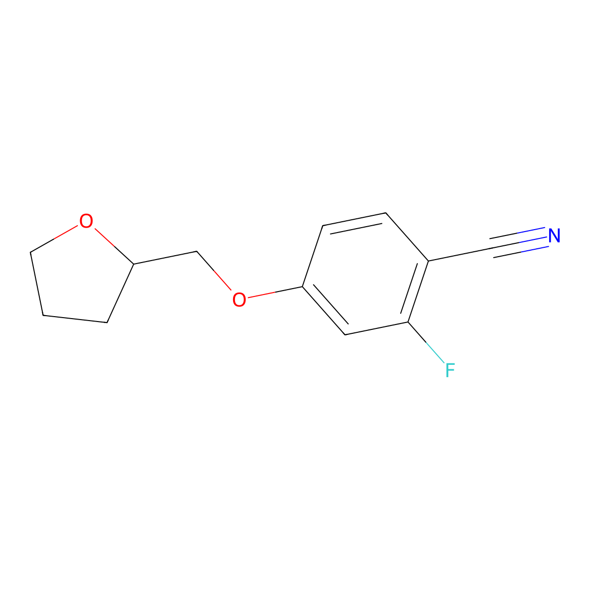 2-Fluoro-4-[(oxolan-2-yl)methoxy]benzonitrile molecular structure, CAS 1486970-94-8