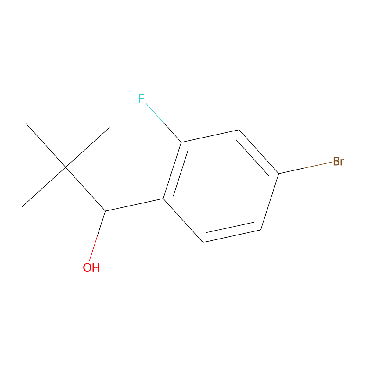 4-Bromo-alpha-(1,1-dimethylethyl)-2-fluorobenZenemethanol molecular structure, CAS 1486971-00-9