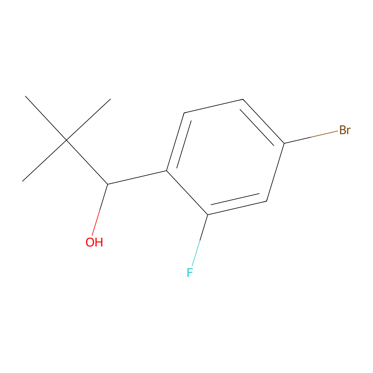 4-Bromo-alpha-(1,1-dimethylethyl)-2-fluorobenZenemethanol molecular structure, CAS 1486971-00-9