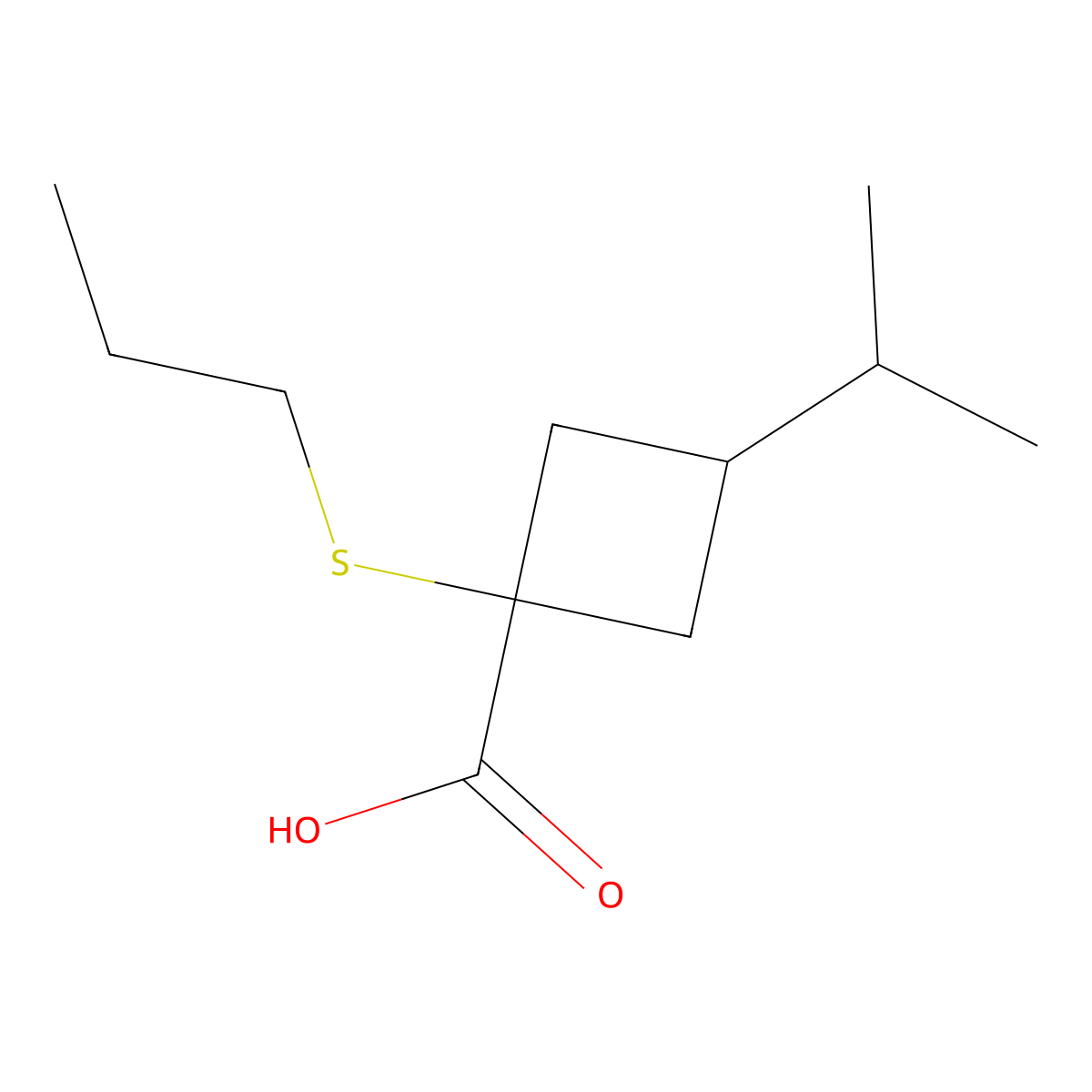 3-Isopropyl-1-(propylthio)cyclobutane-1-carboxylic acid molecular structure, CAS 1486993-10-5