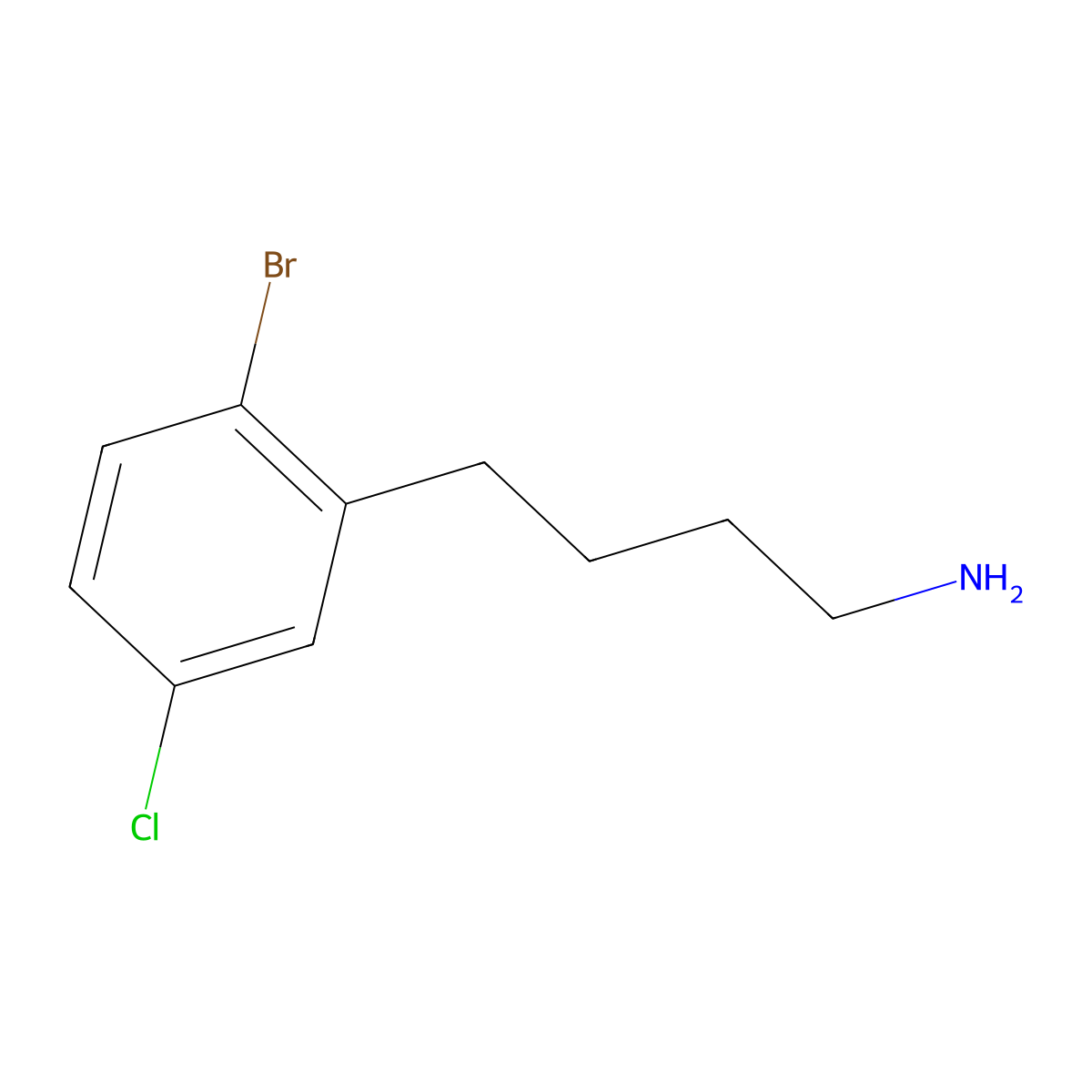 4-(2-Bromo-5-chlorophenyl)butan-1-amine molecular structure, CAS 1487008-95-6