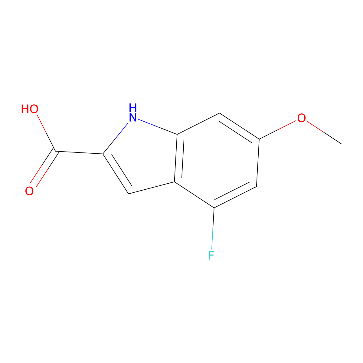 4-fluoro-6-methoxy-1H-indole-2-carboxylic acid molecular structure, CAS 1487028-55-6