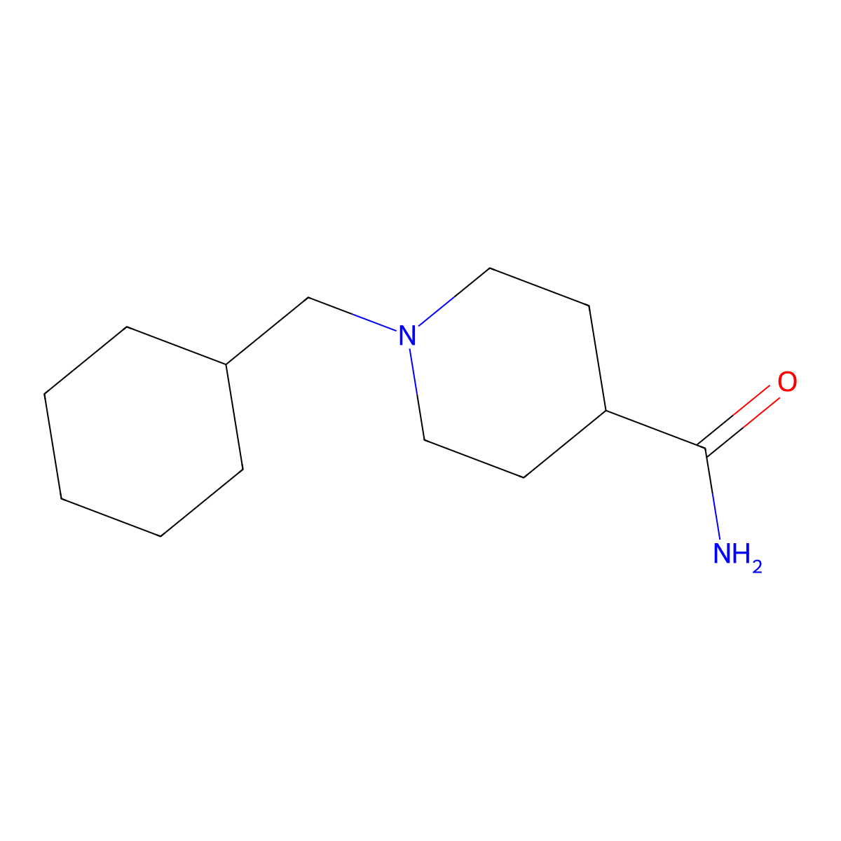 1-(Cyclohexylmethyl)-4-piperidinecarboxamide molecular structure, CAS 148703-18-8