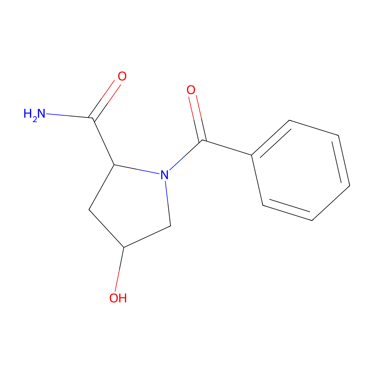 1-Benzoyl-4-hydroxypyrrolidine-2-carboxamide molecular structure, CAS 1487043-71-9