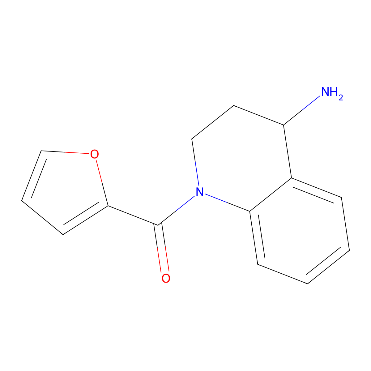 1-(Furan-2-carbonyl)-1,2,3,4-tetrahydroquinolin-4-amine molecular structure, CAS 1487045-03-3