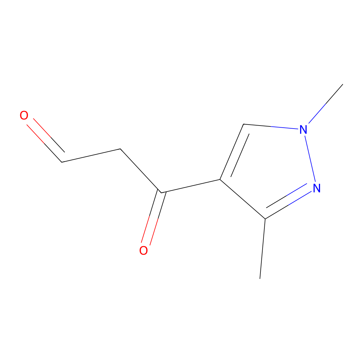 3-(1,3-dimethyl-1H-pyrazol-4-yl)-3-oxopropanal molecular structure, CAS 1487062-75-8