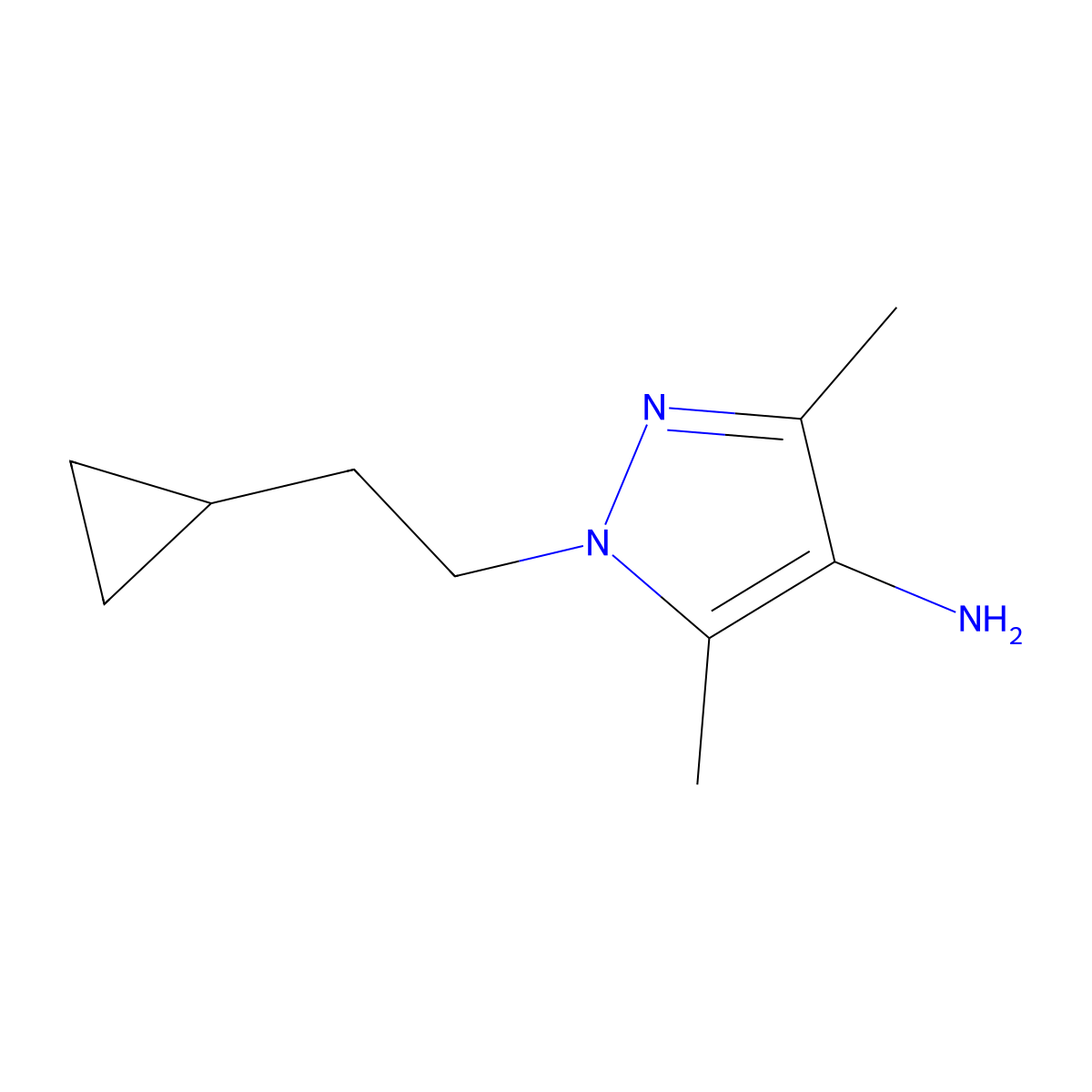 1-(2-Cyclopropylethyl)-3,5-dimethyl-1H-pyrazol-4-amine molecular structure, CAS 1487068-76-7