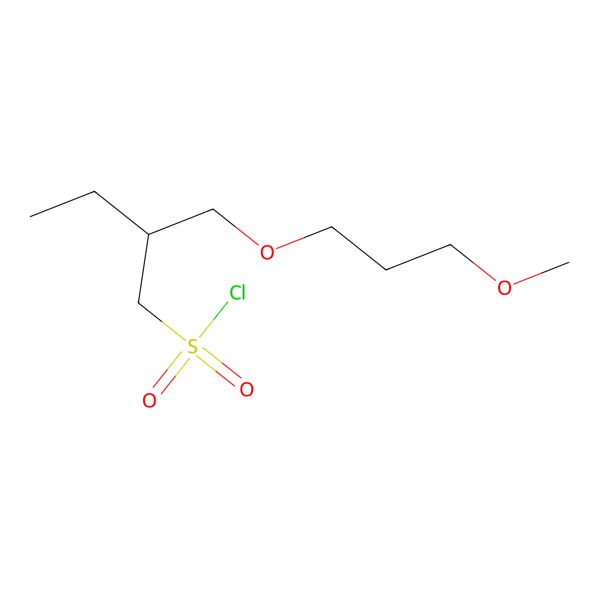 2-((3-Methoxypropoxy)methyl)butane-1-sulfonyl chloride molecular structure, CAS 1487069-39-5