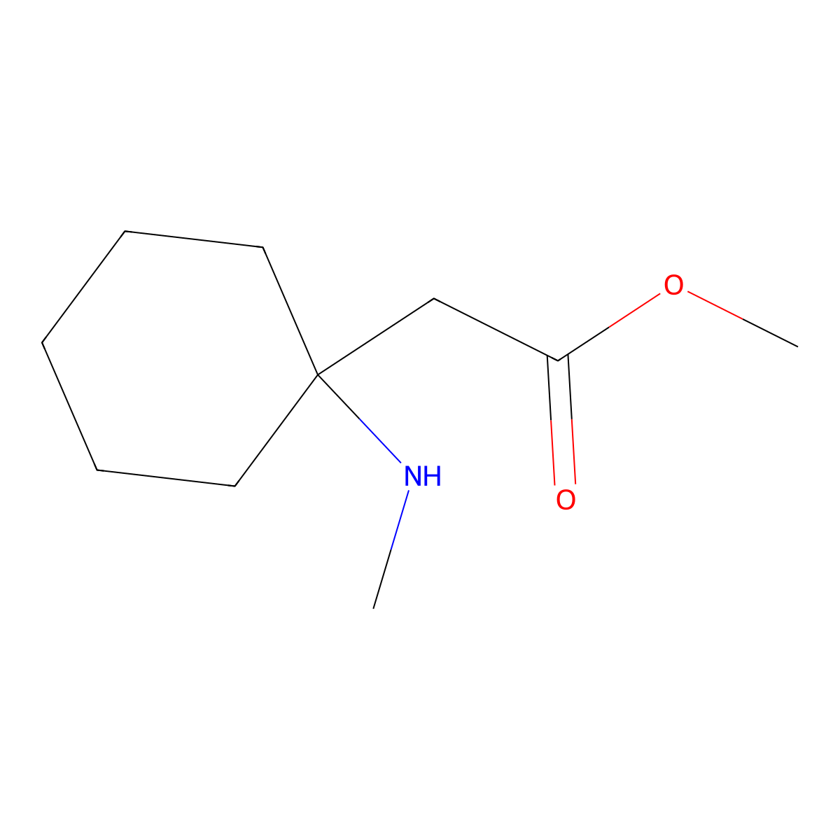 Methyl 2-[1-(methylamino)cyclohexyl]acetate molecular structure, CAS 1487085-37-9
