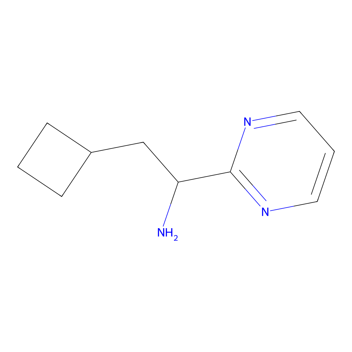2-Cyclobutyl-1-(pyrimidin-2-yl)ethan-1-amine molecular structure, CAS 1487087-10-4