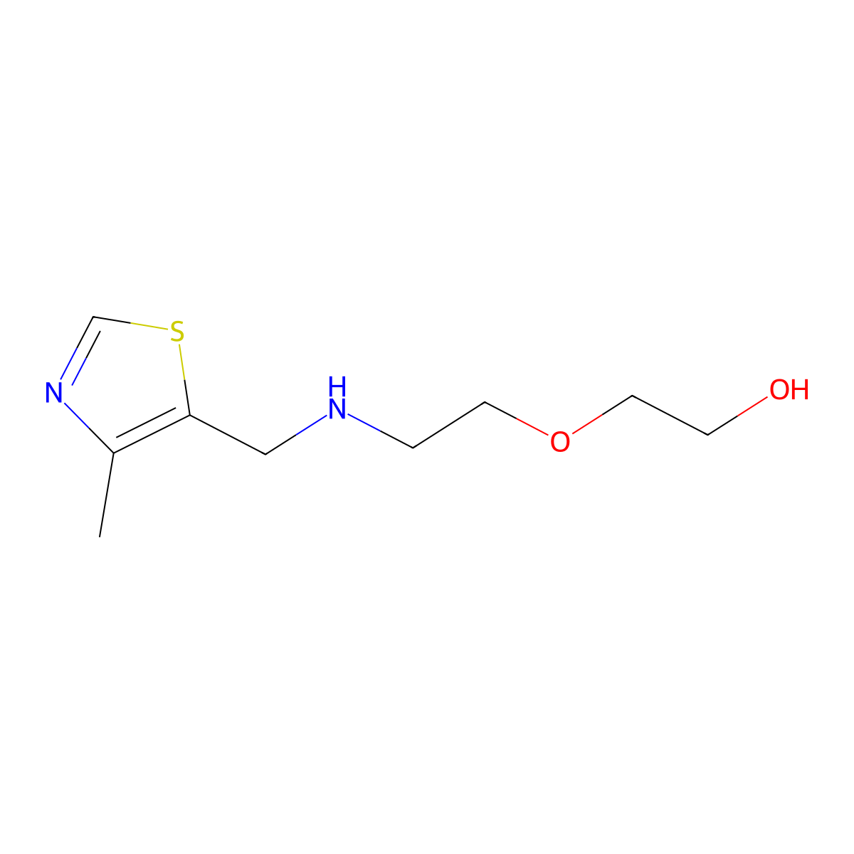 2-(2-(((4-Methylthiazol-5-yl)methyl)amino)ethoxy)ethan-1-ol molecular structure, CAS 1487093-08-2