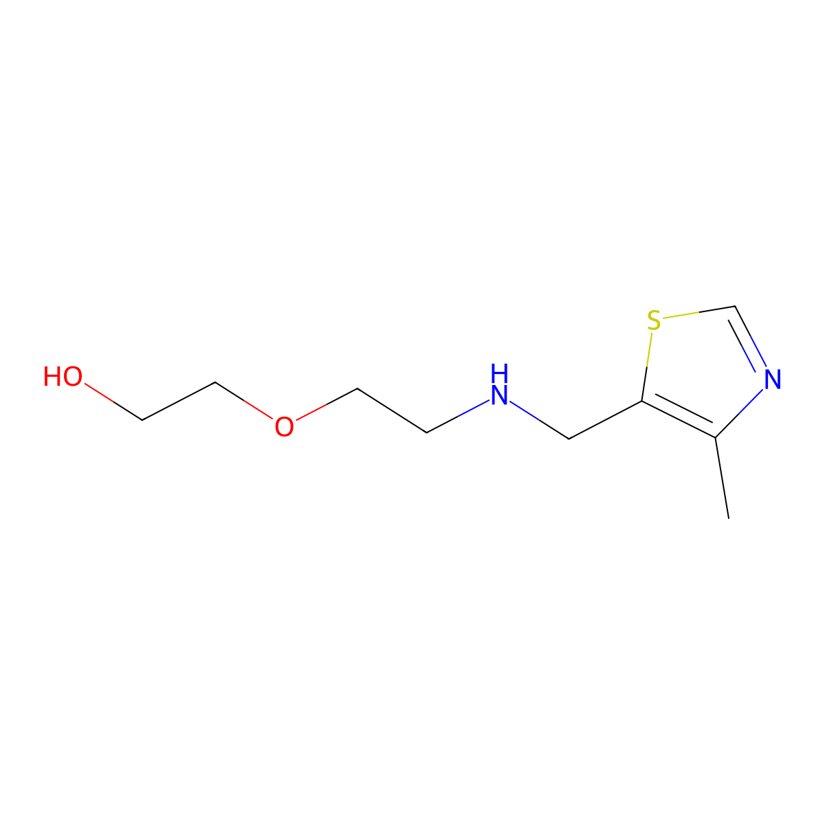 2-(2-(((4-Methylthiazol-5-yl)methyl)amino)ethoxy)ethan-1-ol molecular structure, CAS 1487093-08-2
