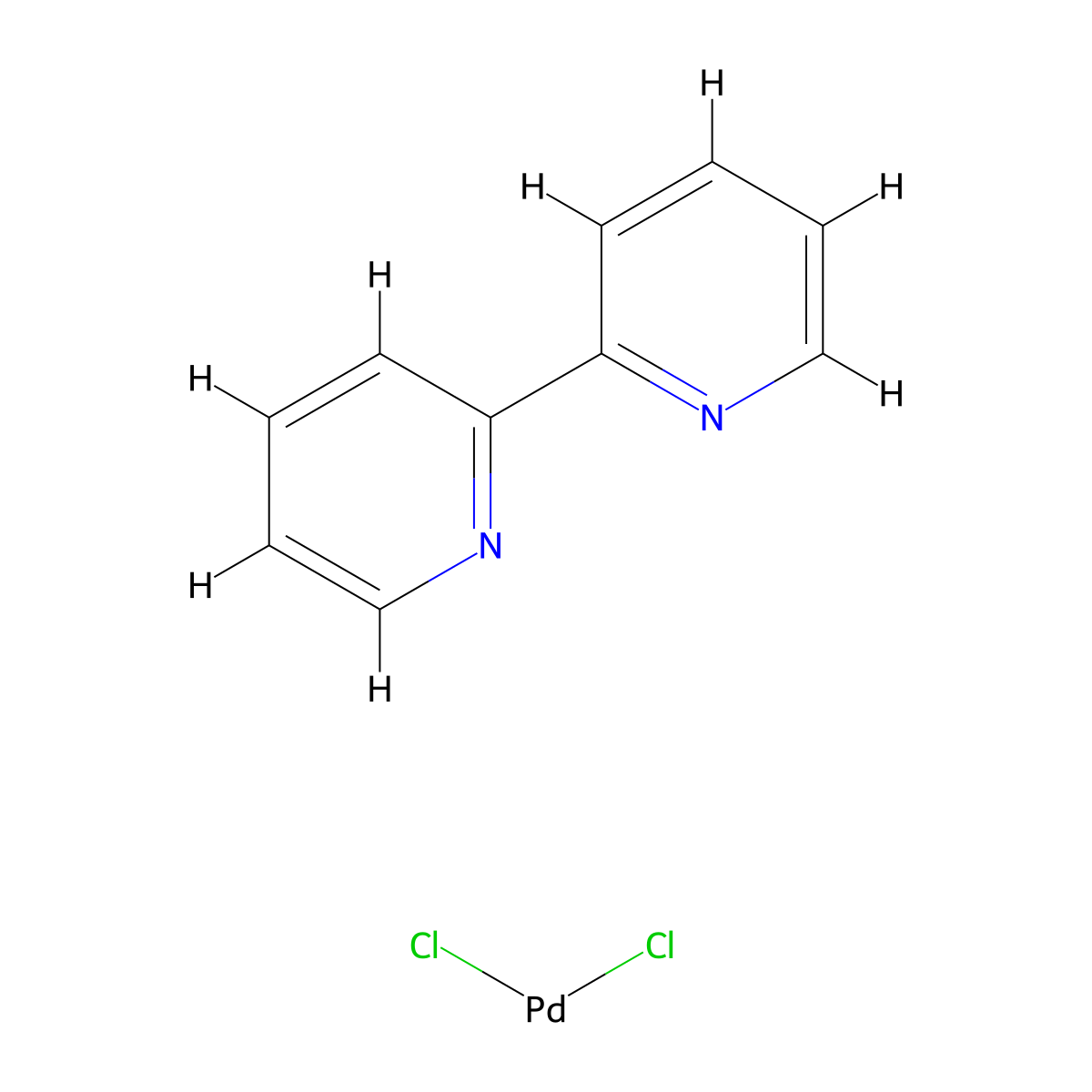 (2,2′-Bipyridine)dichloropalladium(II) , (2,2′-Bipyridine)dichloropalladium(II) molecular structure, CAS 14871-92-2