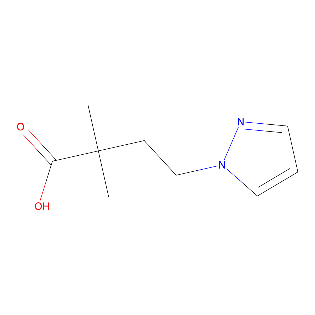 2,2-Dimethyl-4-(1h-pyrazol-1-yl)butanoic acid molecular structure, CAS 1487123-33-0