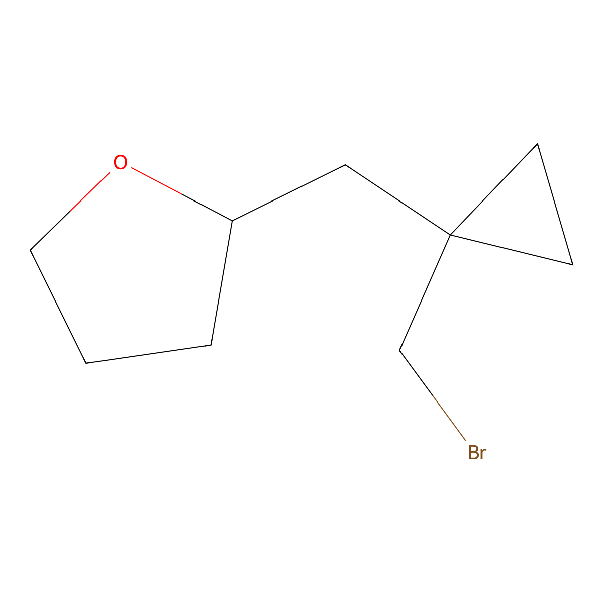 2-{[1-(Bromomethyl)cyclopropyl]methyl}oxolane molecular structure, CAS 1487126-76-0