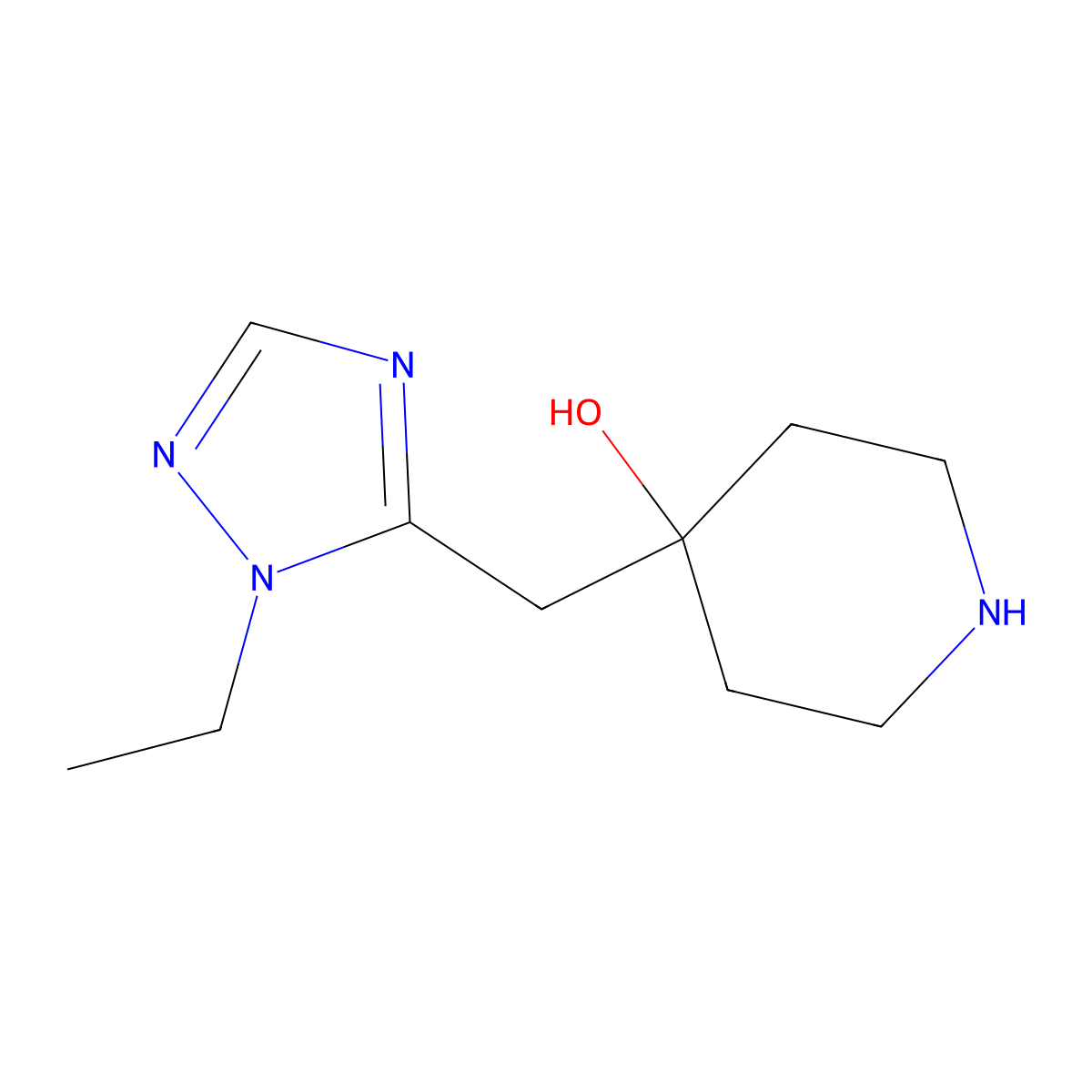 4-((1-Ethyl-1h-1,2,4-triazol-5-yl)methyl)piperidin-4-ol molecular structure, CAS 1487149-40-5