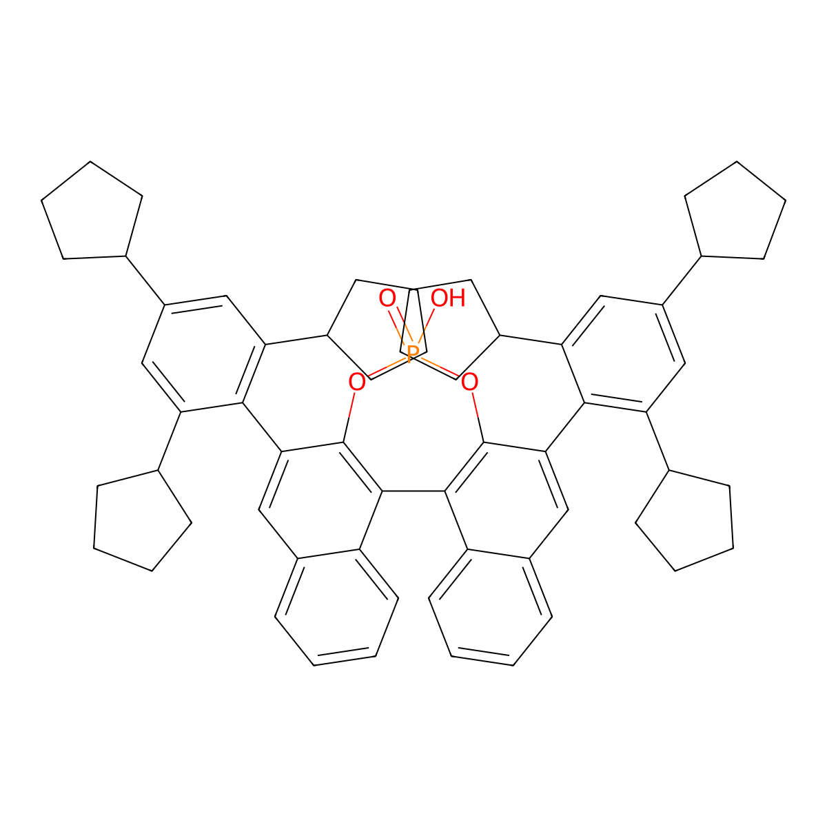 (11bR)-4-Hydroxy-2,6-bis(2,4,6-tricyclopentylphenyl)dinaphtho[2,1-d:1',2'-f][1,3,2]dioxaphosphepine 4-oxide molecular structure, CAS 1487156-17-1