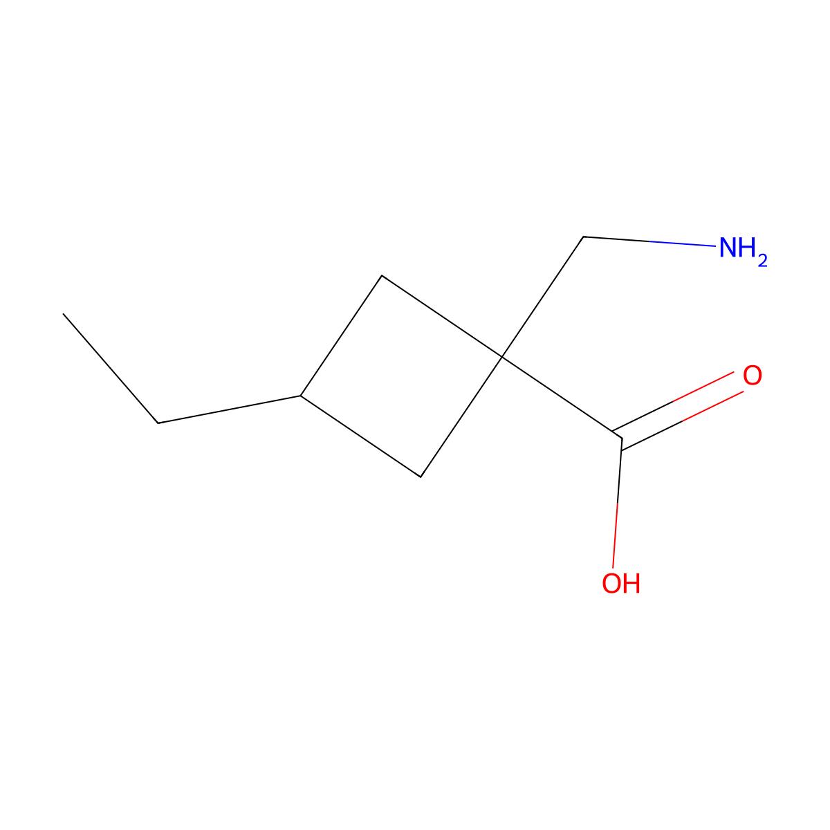 1-(Aminomethyl)-3-ethylcyclobutane-1-carboxylic acid molecular structure, CAS 1487183-24-3