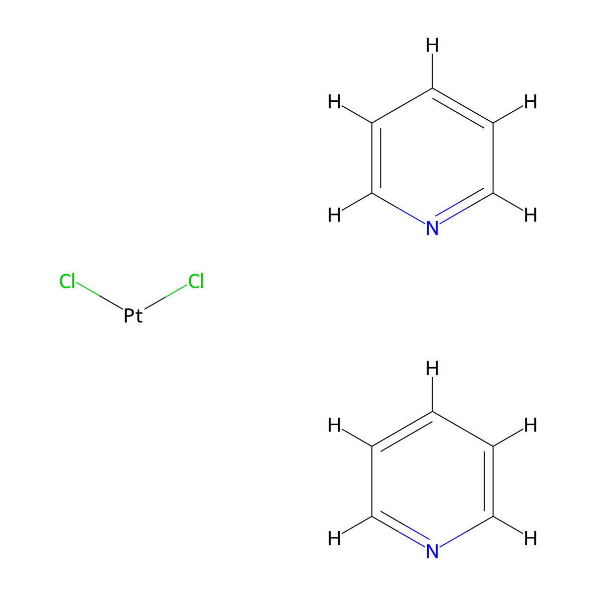 Platinum, dichlorobis(pyridine)-, trans- molecular structure, CAS 14872-21-0