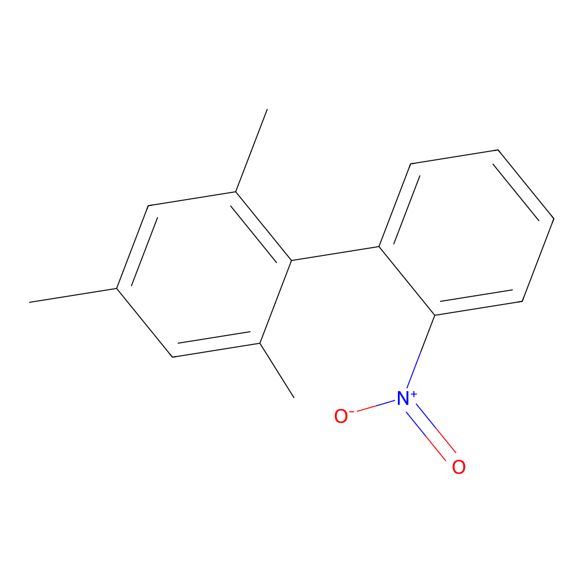 1,1'-Biphenyl, 2,4,6-trimethyl-2'-nitro- molecular structure, CAS 14872-62-9