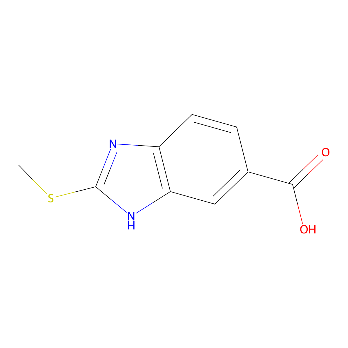 1H-Benzimidazole-6-carboxylic acid, 2-(methylthio)- molecular structure, CAS 148720-14-3