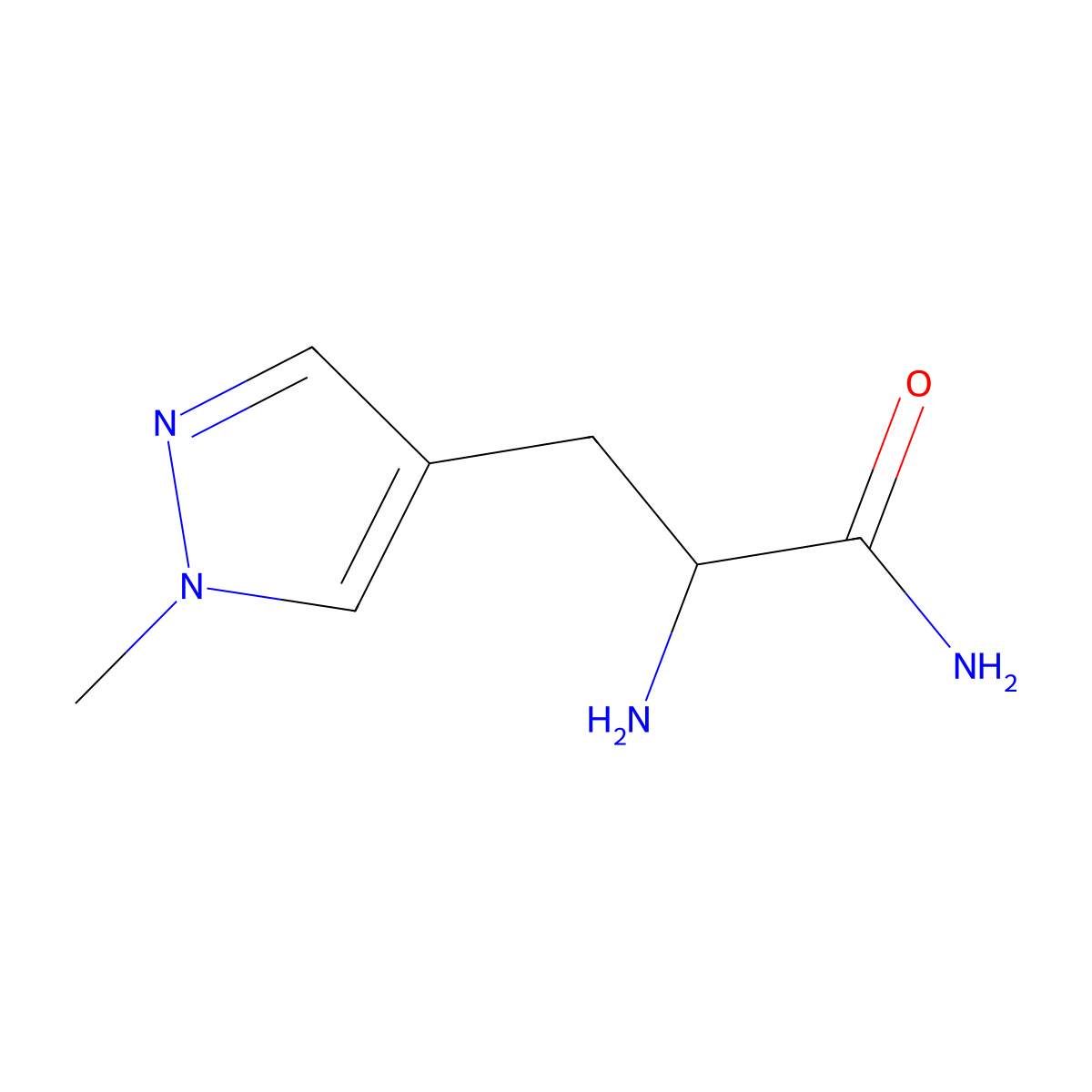 2-Amino-3-(1-methyl-1H-pyrazol-4-yl)propanamide molecular structure, CAS 1487219-52-2