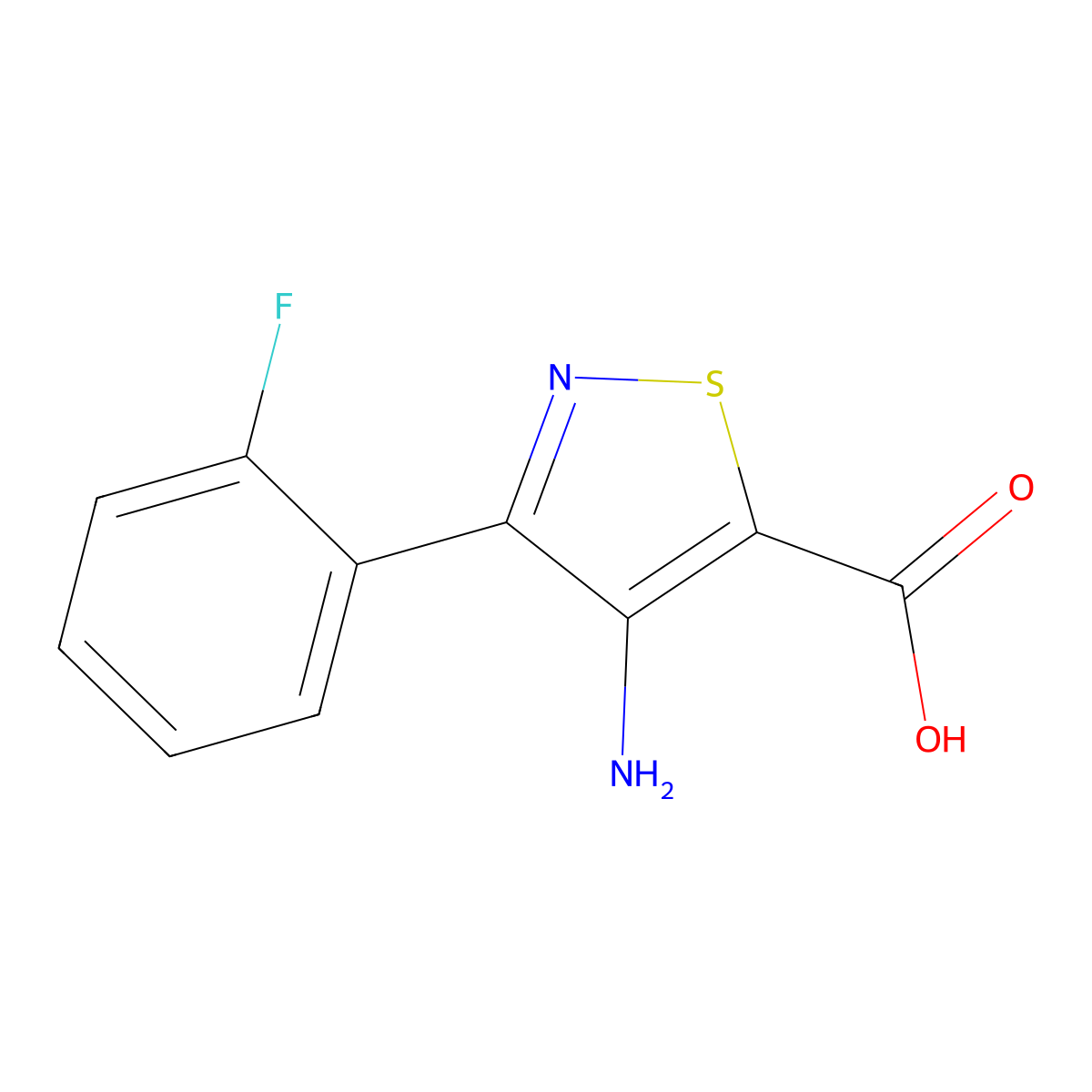 4-Amino-3-(2-fluorophenyl)isothiazole-5-carboxylic acid molecular structure, CAS 1487221-74-8