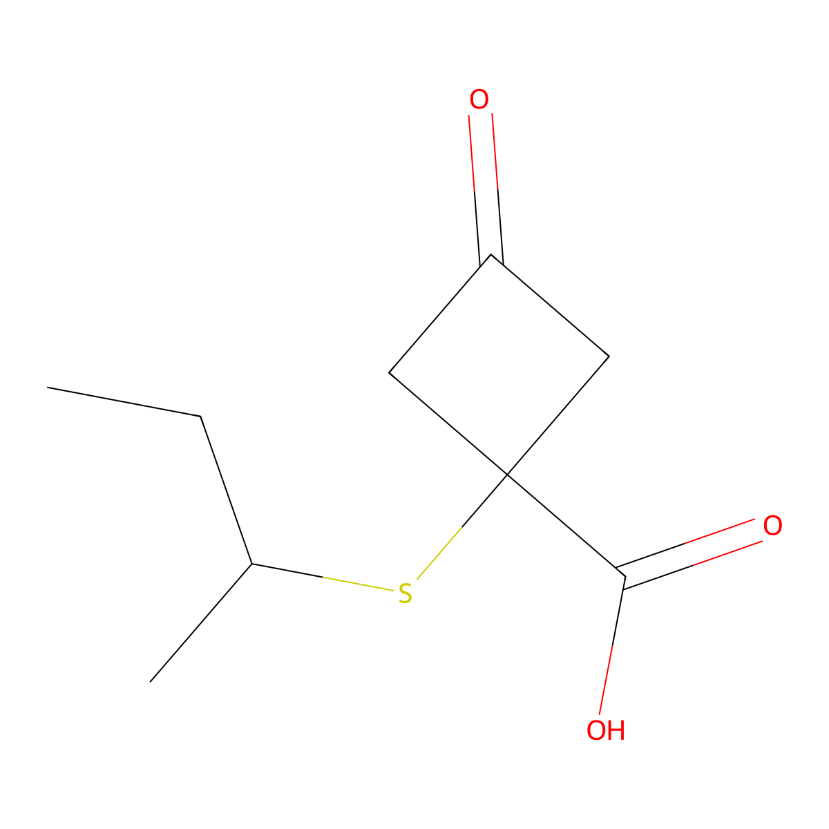 1-(Sec-butylthio)-3-oxocyclobutane-1-carboxylic acid molecular structure, CAS 1487247-81-3