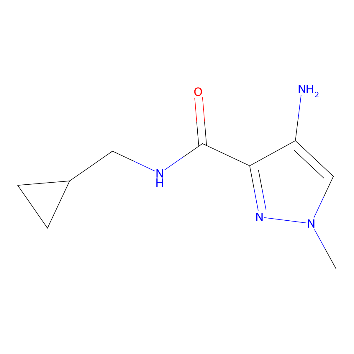 4-amino-N-(cyclopropylmethyl)-1-methyl-1H-pyrazole-3-carboxamide molecular structure, CAS 1487256-74-5
